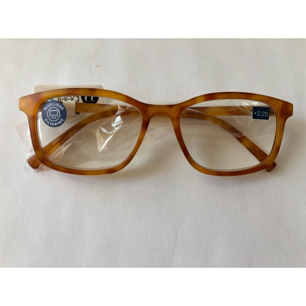 NEW HONEY TORTOISE Unisex PEEPERS BLUE LIGHT READING GLASSES +2.25